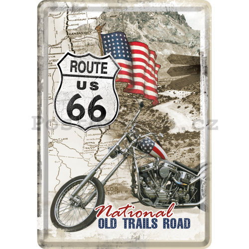 Plechová pohlednice - Route 66 National Old Trails Road
