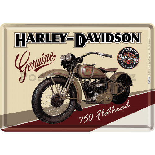 Plechová pohlednice - Harley-Davidson 750 Flathead