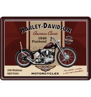 Plechová pohlednice - Harley-Davidson 1949 Panhead