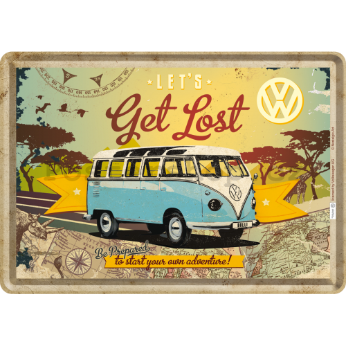 Plechová pohlednice - VW Let's Get Lost