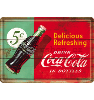 Plechová pohlednice - Coca-Cola (dvoubarevná)
