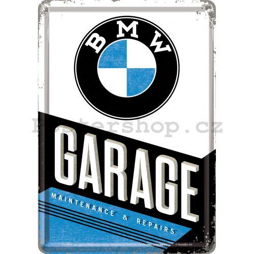 Plechová pohlednice - BMW Garage