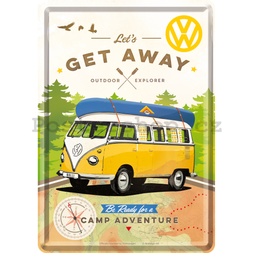 Plechová pohlednice - VW Let's Get Away