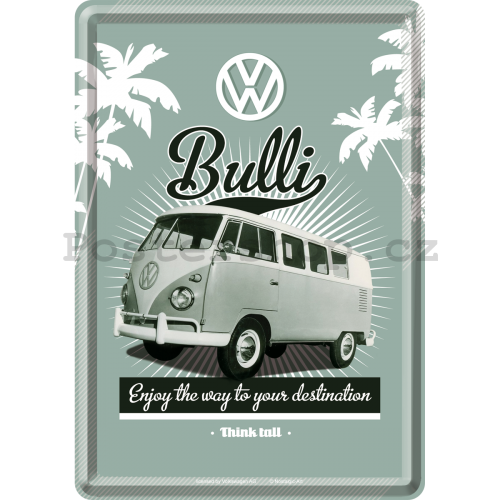 Plechová pohlednice - VW Bulli (Enjoy the Way to Yours Destination)