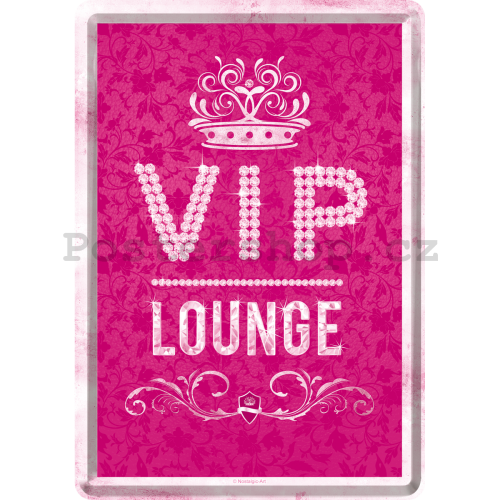 Plechová pohlednice - VIP Lounge (růžová)
