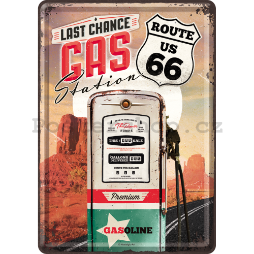 Plechová pohlednice - Gas Station (Route 66) 
