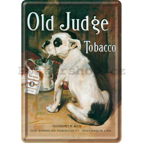 Plechová pohlednice - Old Judge Tobacco