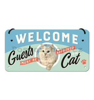 Závěsná cedule: Welcome Guests Cat - 10x20 cm