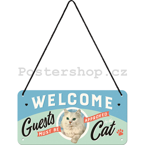 Závěsná cedule: Welcome Guests Cat - 10x20 cm