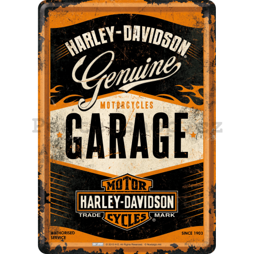 Plechová pohlednice - Harley-Davidson (Garage) 
