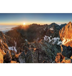 Fototapeta vliesová: Západ slunce na horách - 254x368 cm