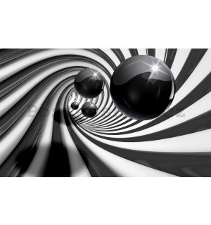 Fototapeta vliesová: Černé kuličky a spirála - 184x254 cm