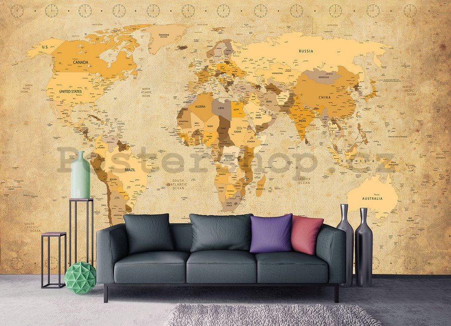 Fototapeta vliesová: Mapa světa (Vintage) - 184x254 cm