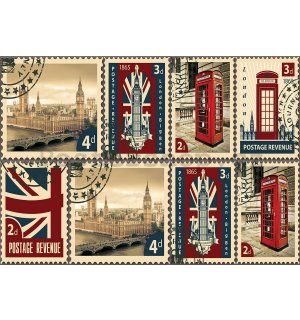 Fototapeta: Poštovní známky Velká Británie - 184x254 cm