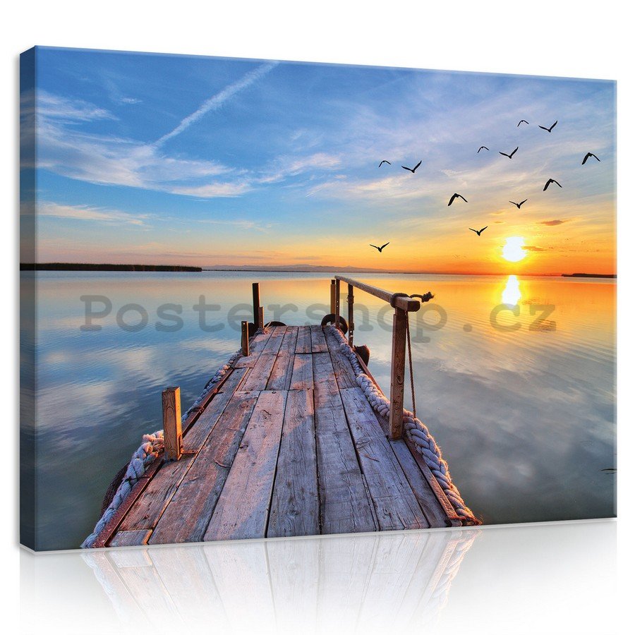 Obraz na plátně: Molo při západu slunce - 75x100 cm