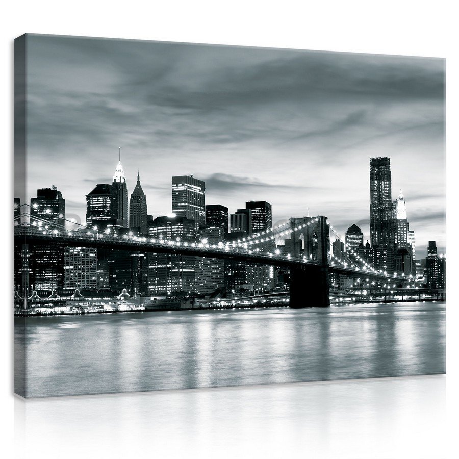 Obraz na plátně: Černobílý Brooklyn Bridge (4) - 75x100 cm