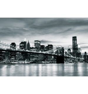 Fototapeta vliesová: Brooklyn Bridge (černobílý) - 184x254 cm