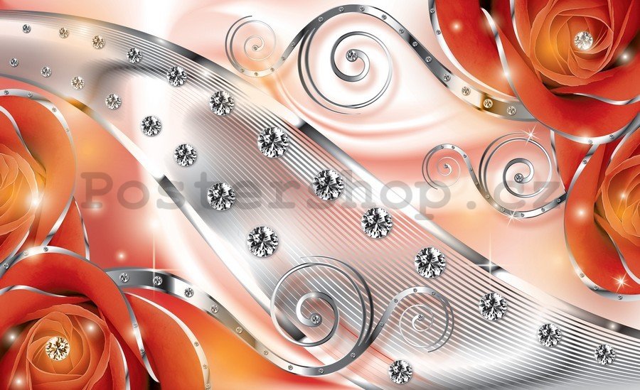 Fototapeta vliesová: Luxusní abstrakce (červená) - 184x254 cm