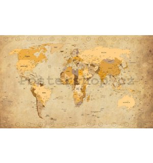 Fototapeta vliesová: Mapa světa (Vintage) - 254x368 cm