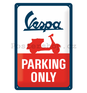Plechová cedule: Vespa Parking Only - 30x20 cm