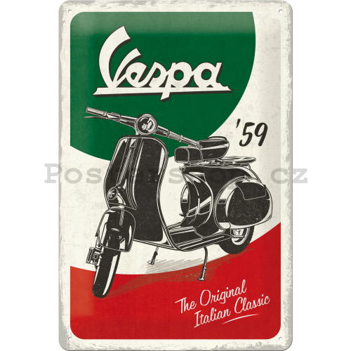 Plechová cedule: Vespa The Italian Classic - 30x20 cm