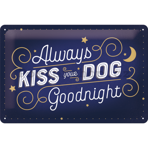 Plechová cedule: Always Kiss Your Dog Goodnight - 30x20 cm