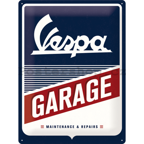 Plechová cedule: Vespa Garage - 40x30 cm