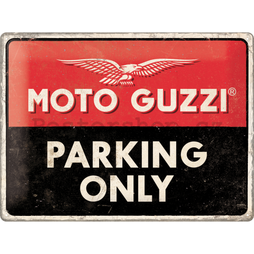 Plechová cedule: Moto Guzzi Parking Only - 40x30 cm