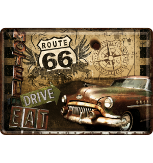 Plechová pohlednice - Route 66 (Drive, Eat) 