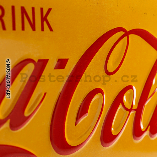 Plechová cedule - Coca-Cola (Žluté logo)