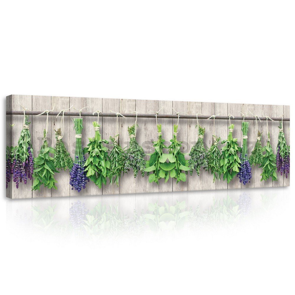 Obraz na plátně: Levandule a bylinky - 145x45 cm