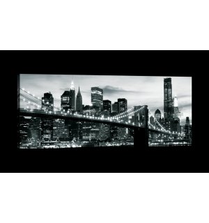 Obraz na plátně: Černobílý Brooklyn Bridge (4) - 145x45 cm