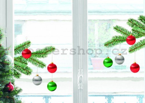 Vánoční samolepka na sklo - Ozdoby na stromku