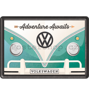 Plechová pohlednice - VW Bulli  (Adventure Awaits)