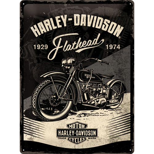 Plechová cedule: Harley-Davidson (Flathead Black) - 40x30 cm