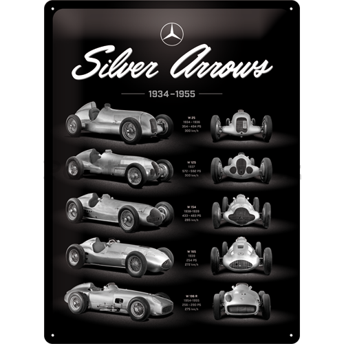 Plechová cedule: Mercedes-Benz (Silver Arrows Chart) - 40x30 cm