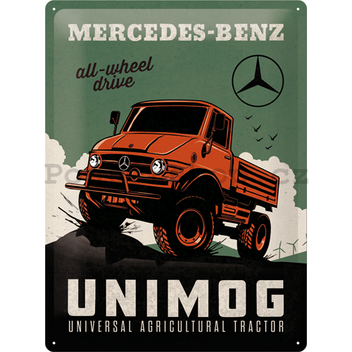 Plechová cedule: Mercedes-Benz Unimog - 40x30 cm
