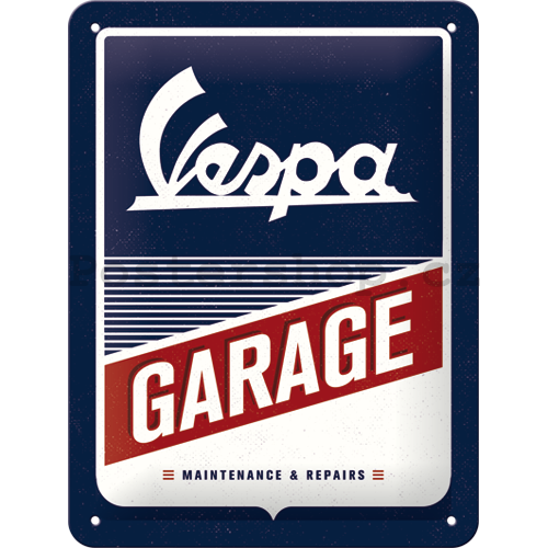 Plechová cedule: Vespa Garage - 20x15 cm