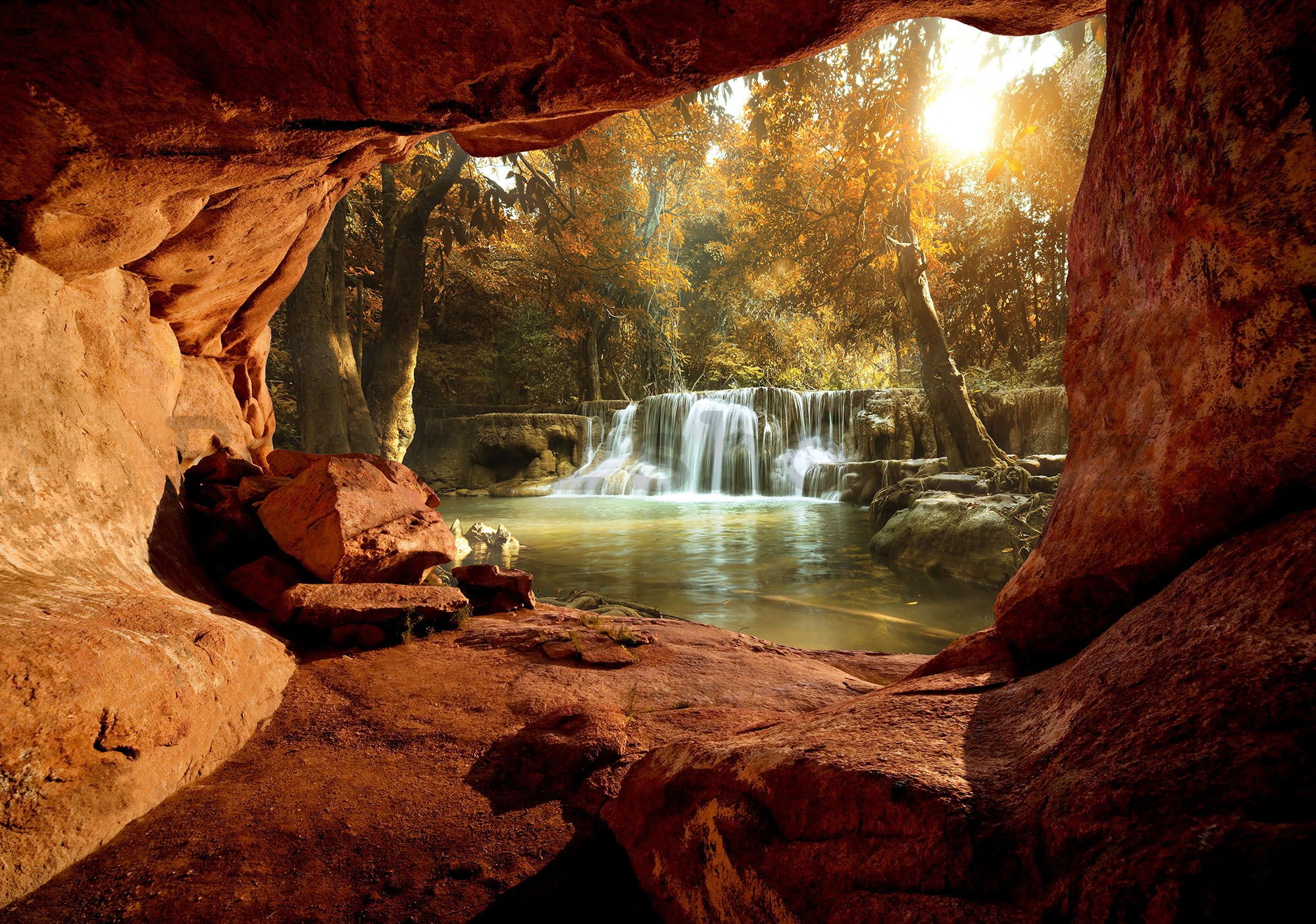 Fototapeta vliesová: Vodopády v lese (2) - 254x368 cm