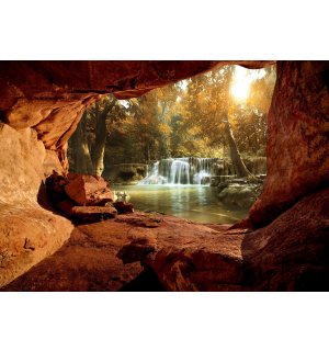 Fototapeta vliesová: Vodopády v lese (2) - 254x368 cm