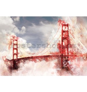 Fototapeta vliesová: Golden Gate Bridge (malovaný) - 184x254 cm