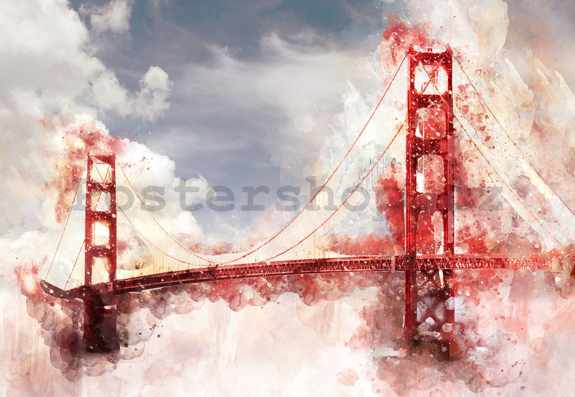 Fototapeta vliesová: Golden Gate Bridge (malovaný) - 104x152,5 cm