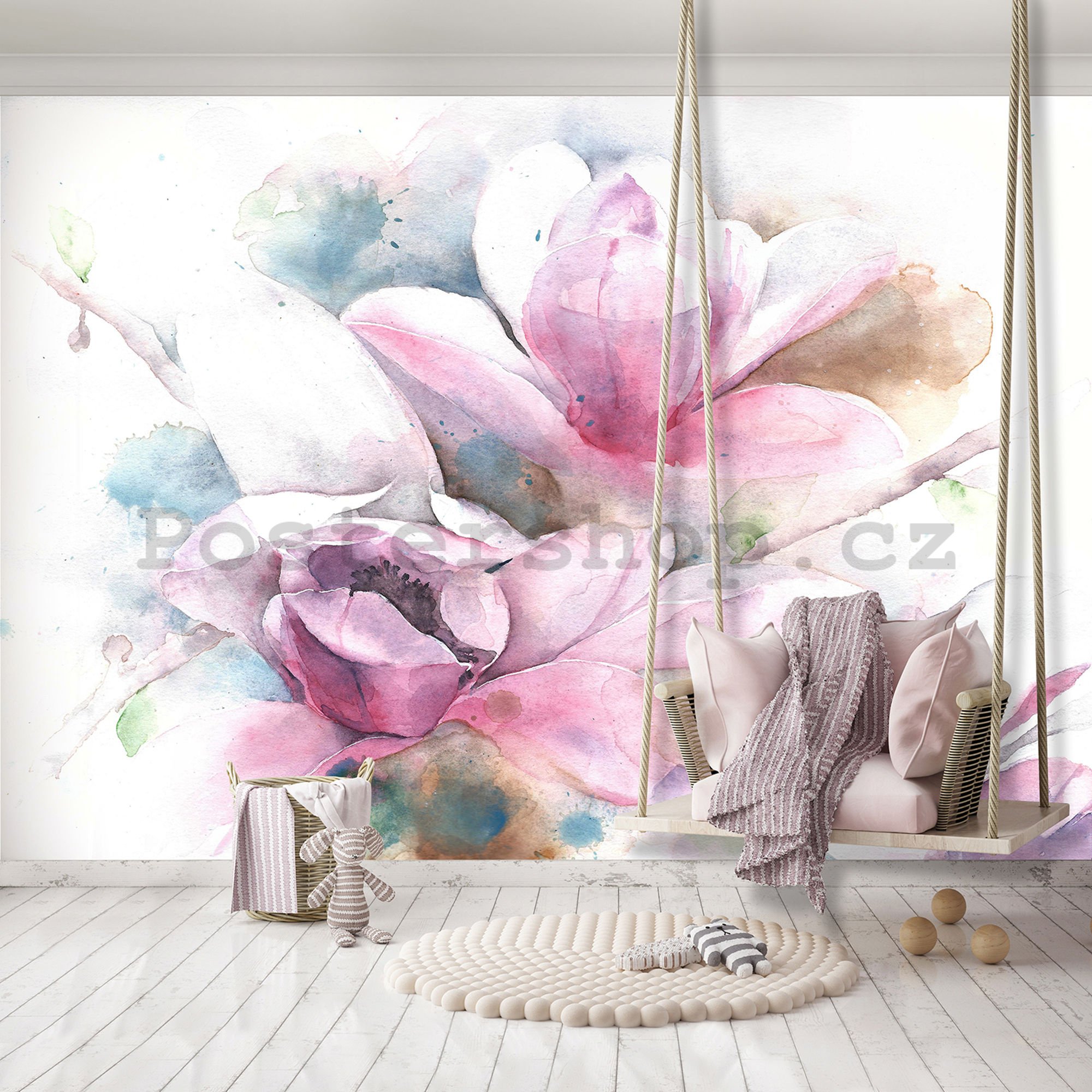 Fototapeta vliesová: Magnolie (malovaná) - 184x254 cm