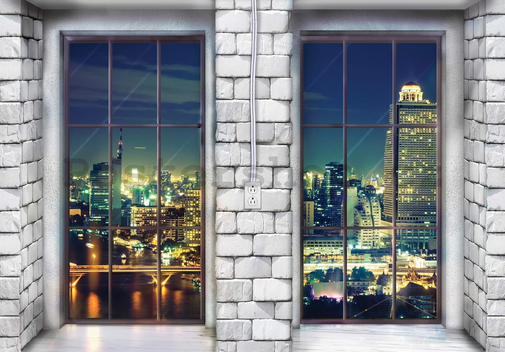 Fototapeta vliesová: Okno do města (1) - 254x368 cm