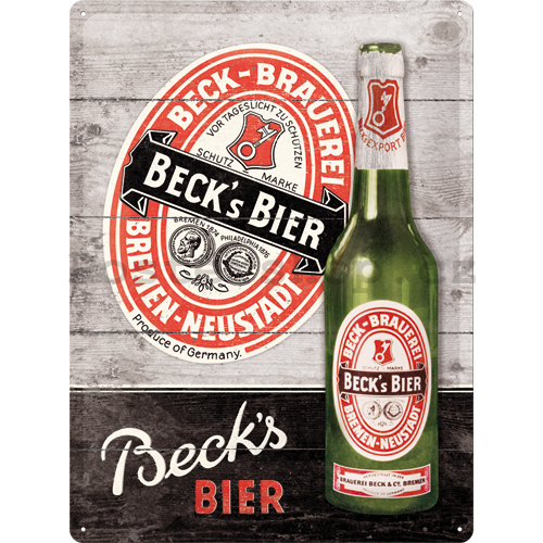 Plechová cedule: Beck's (Green Bottle Wood) - 40x30 cm
