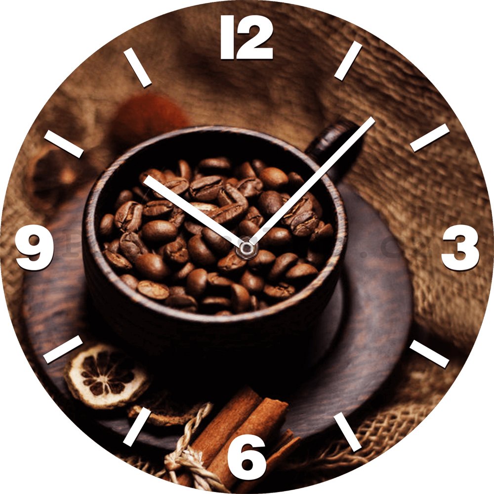 Nástěnné skleněné hodiny: Káva - 30 cm