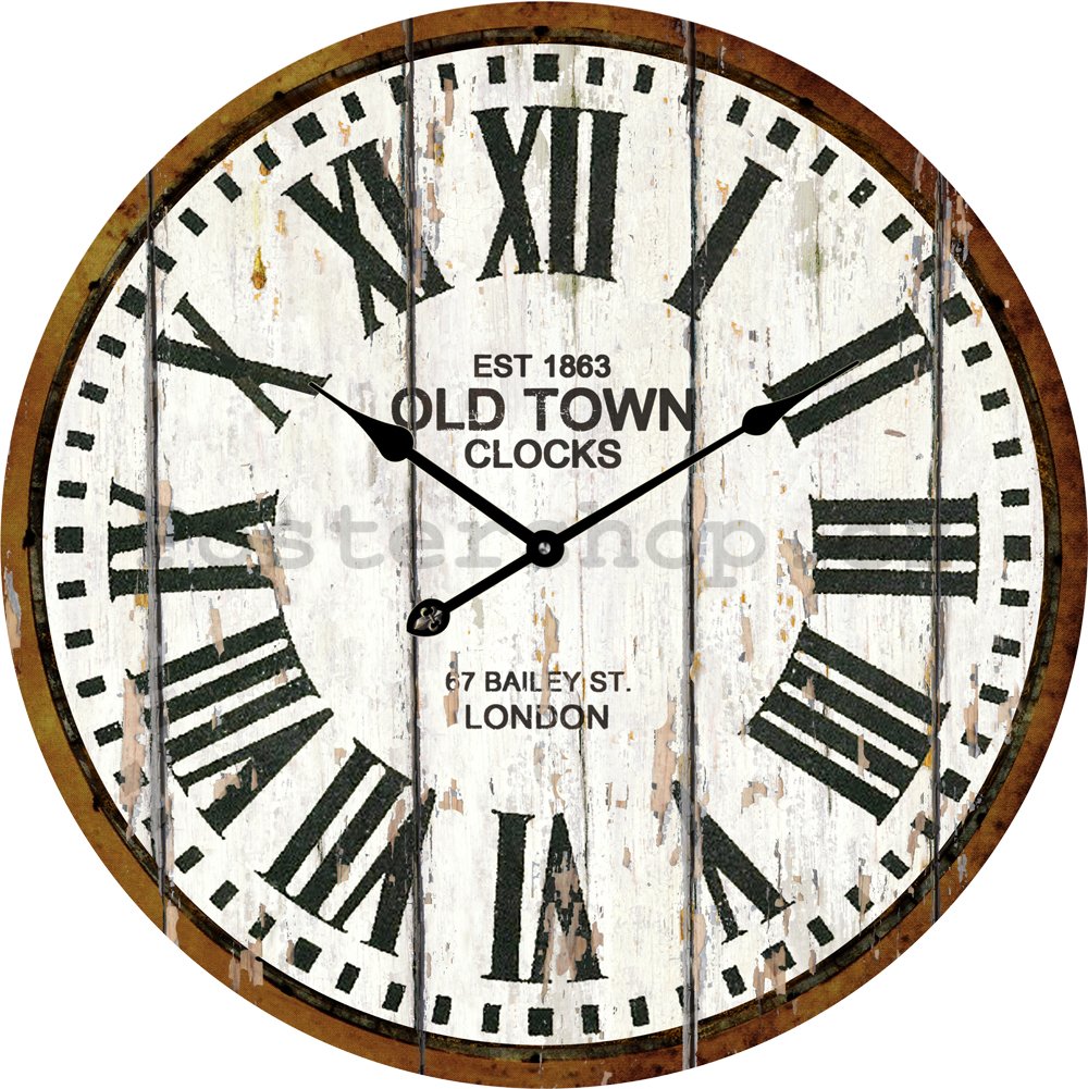 Nástěnné skleněné hodiny: Old Town Clocks (bílé) - 34 cm