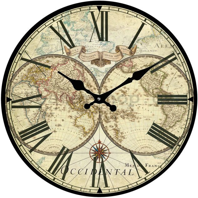 Nástěnné skleněné hodiny - Historická mapa (2)