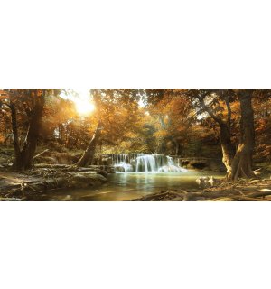 Obraz na plátně: Vodopády v lese (1) - 145x45 cm