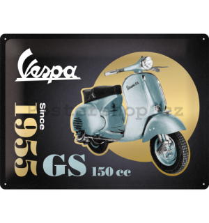 Plechová cedule: Vespa GS 150 Since 1955 (Special Black Edition) - 30x40 cm